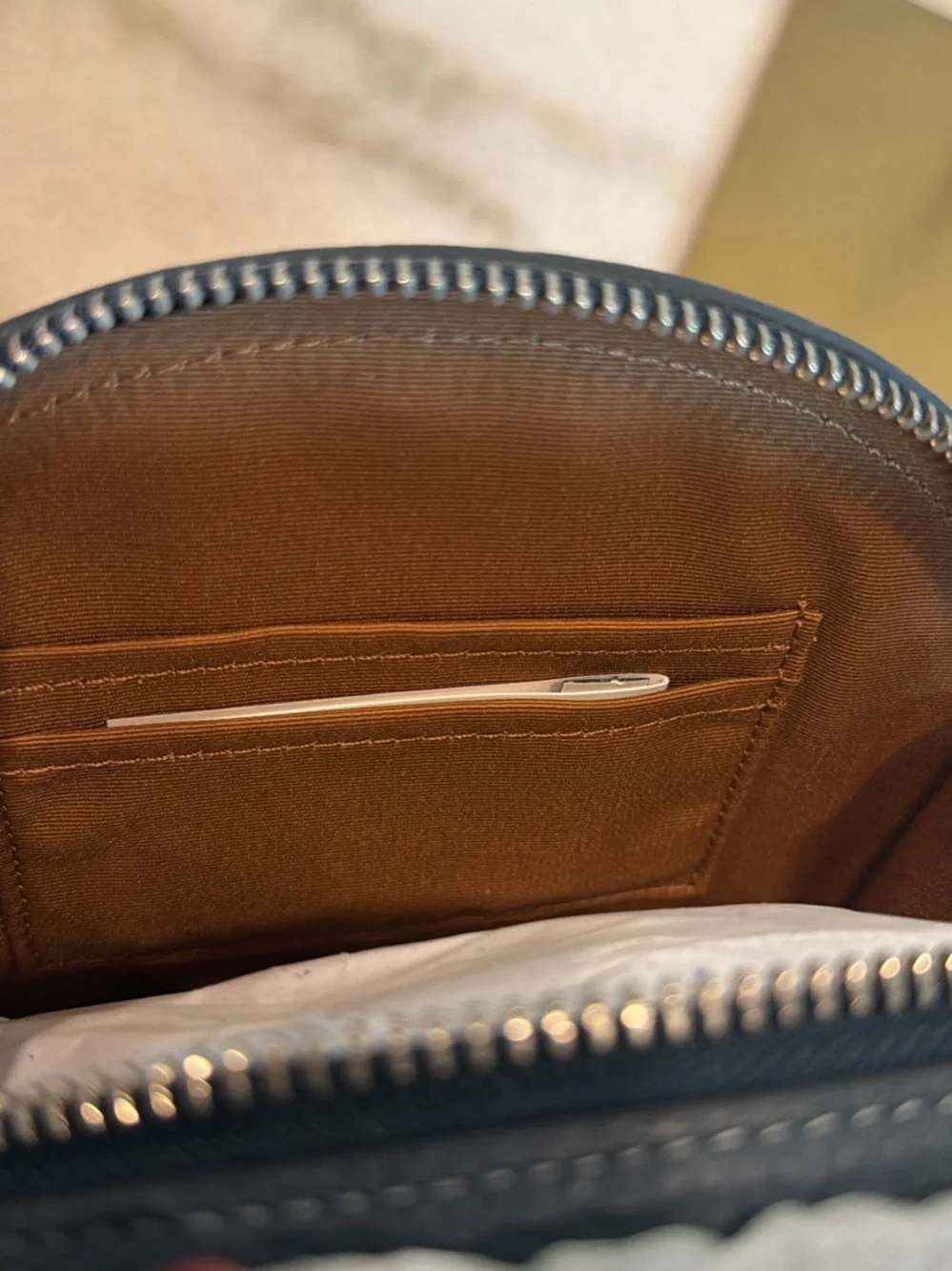 Coach Blue Pebbled Leather Round Mini Crossbody